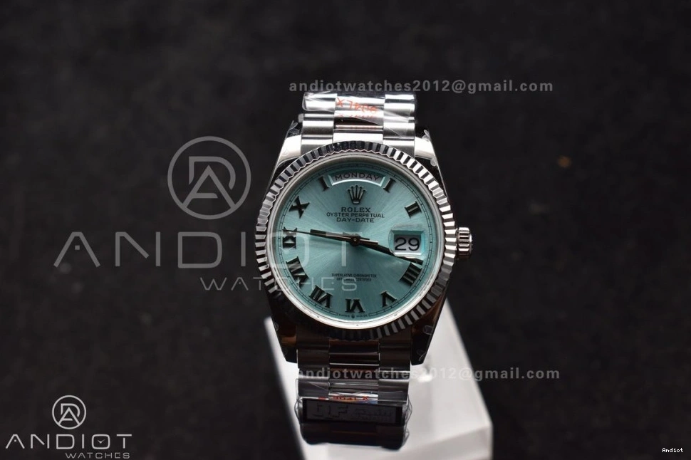 President Best vr3255 Steel (Gain Bracelet Blue SS Dial DayDate 904L Roman 36 on Weight) V5 QF Edition Light 0427